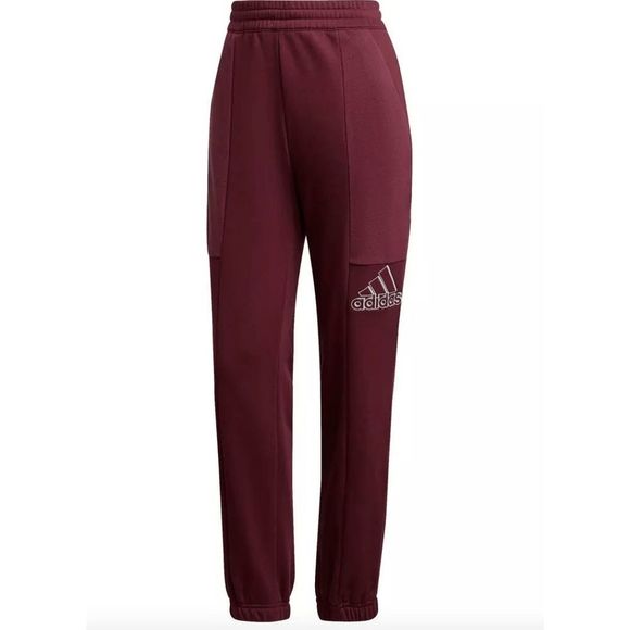 Adidas Pants - NWT adidas Women's Embroidered Logo Crimson/White Fleece Pants Joggers Size XL